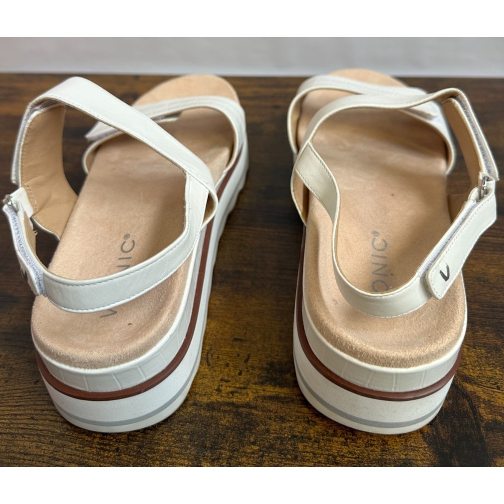 Vionic Phoenix Brielle Platform Wedge Sandal Size 9 White Crocodile Backstrap - Picture 5 of 13
